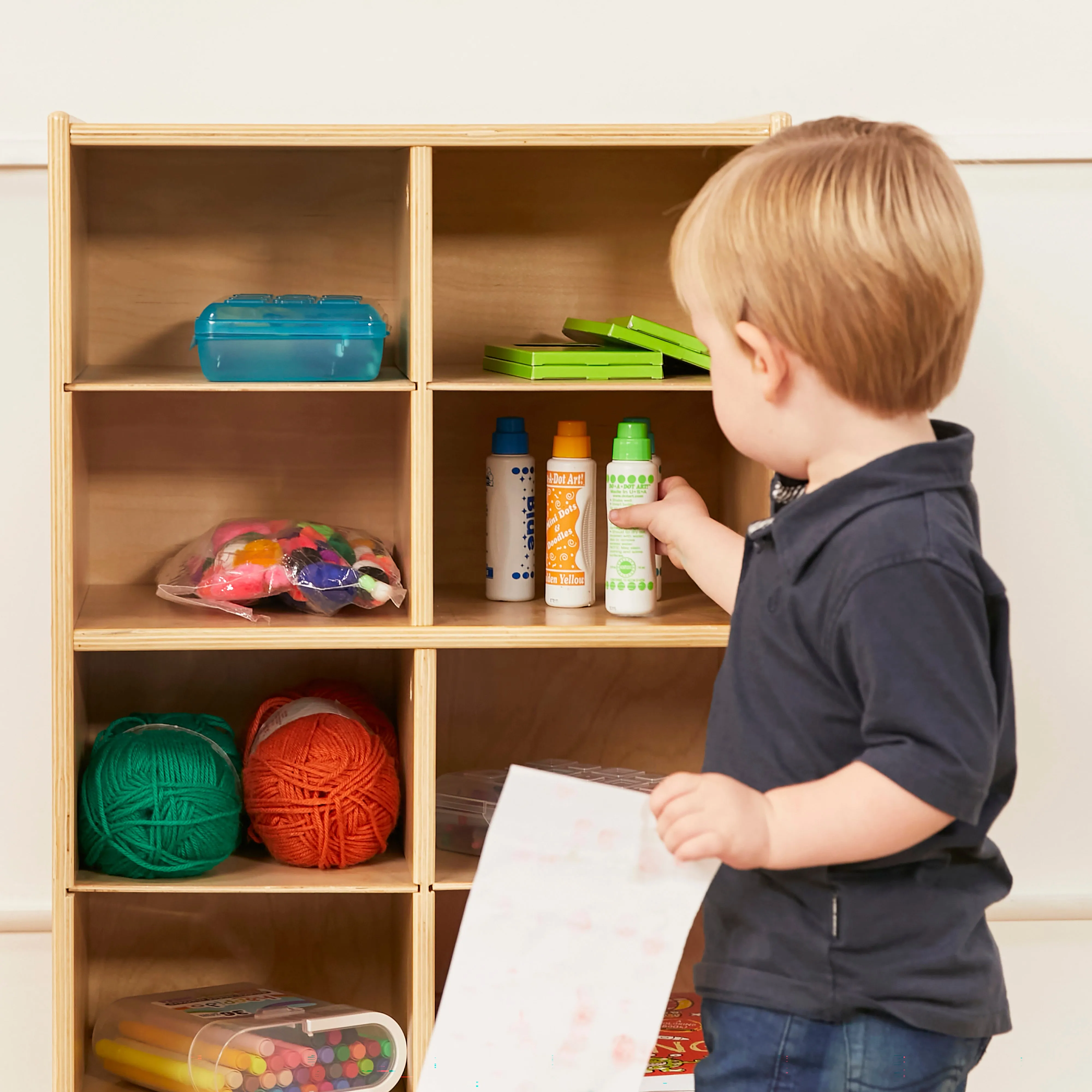 10 Cubby Mobile Tray Storage Cabinet, 5x2, Classroom Furniture