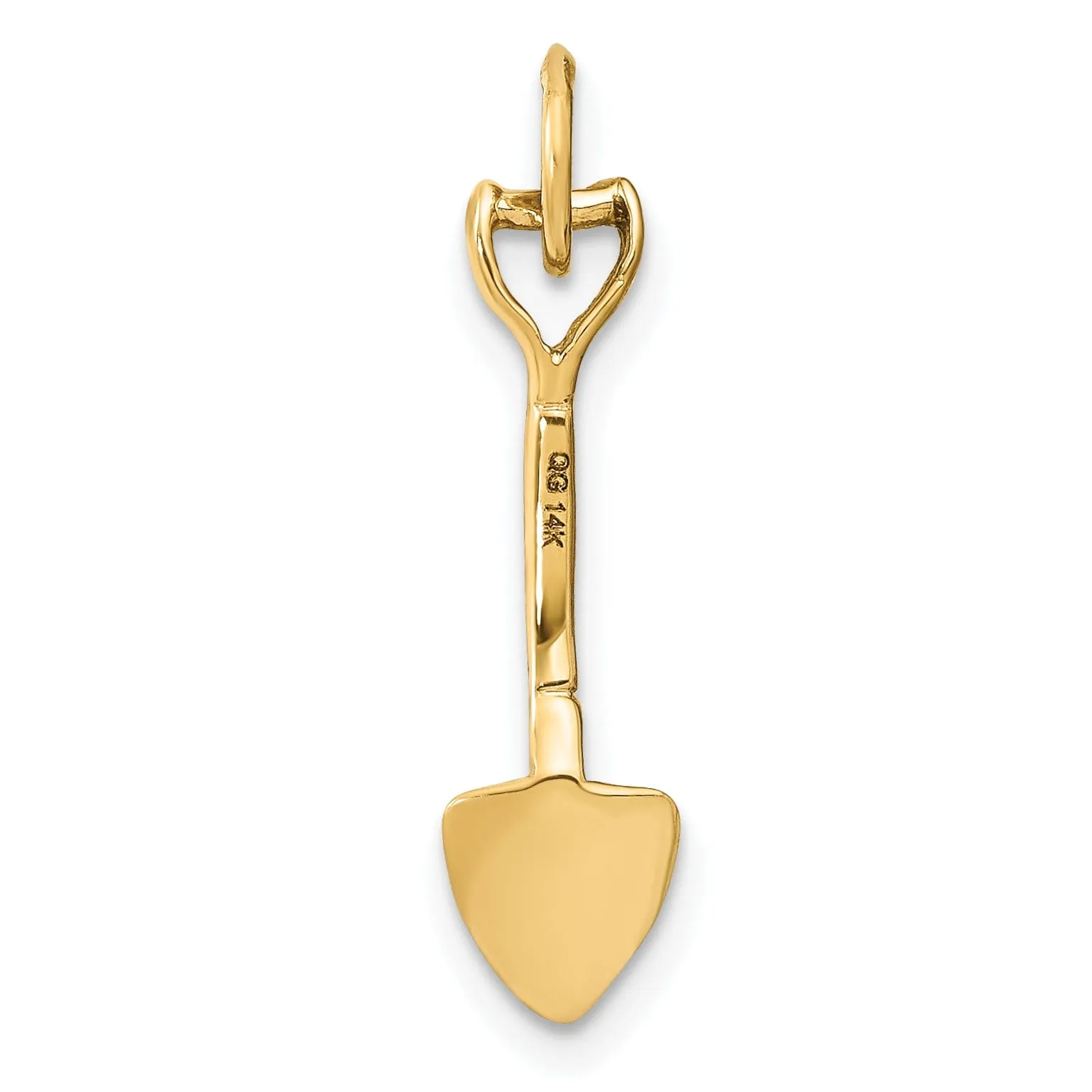 14k Yellow Gold 3-Dimensional Shovel Pendant