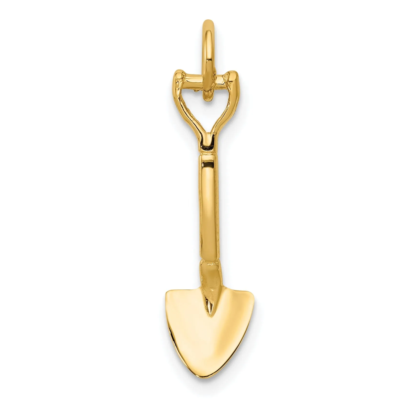 14k Yellow Gold 3-Dimensional Shovel Pendant