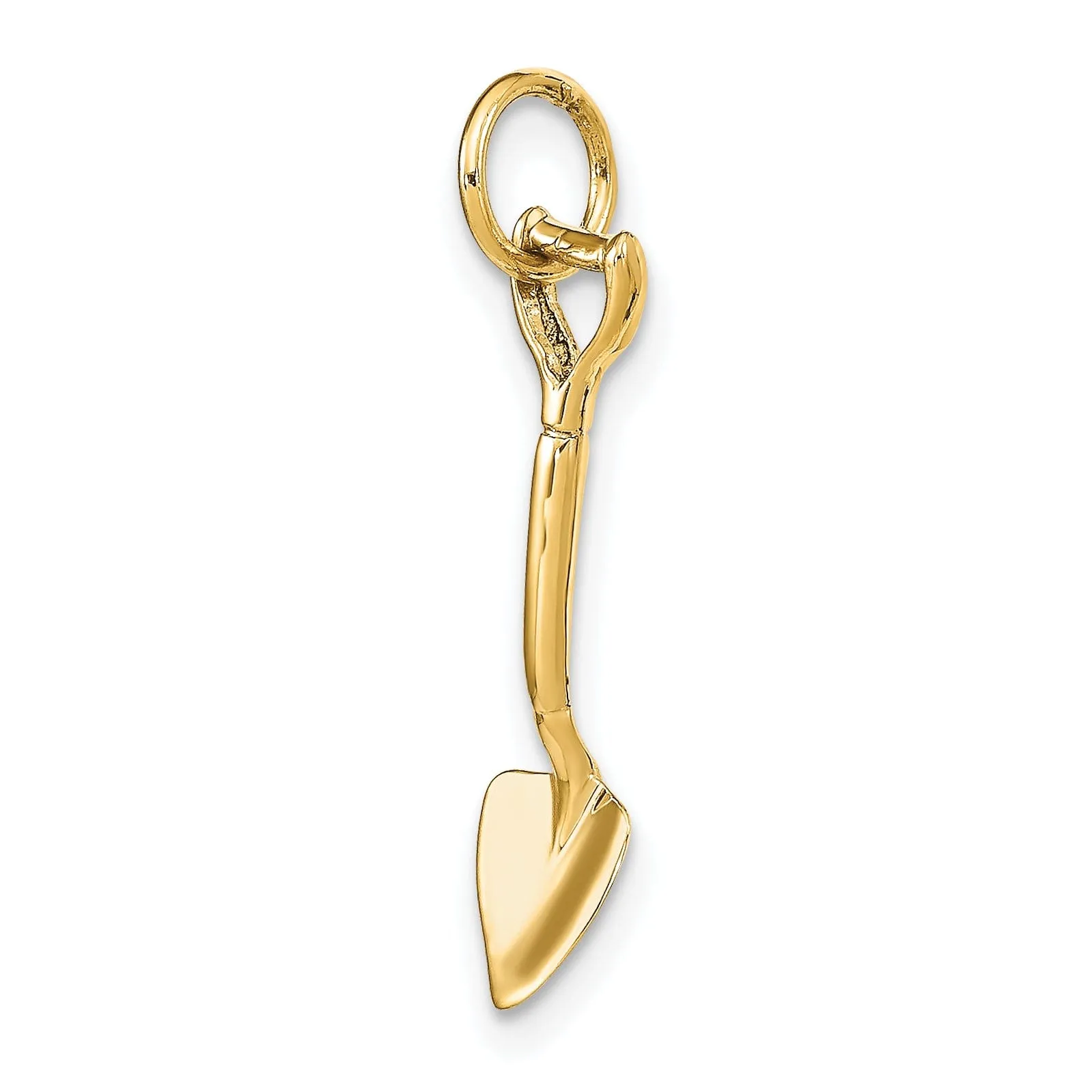 14k Yellow Gold 3-Dimensional Shovel Pendant