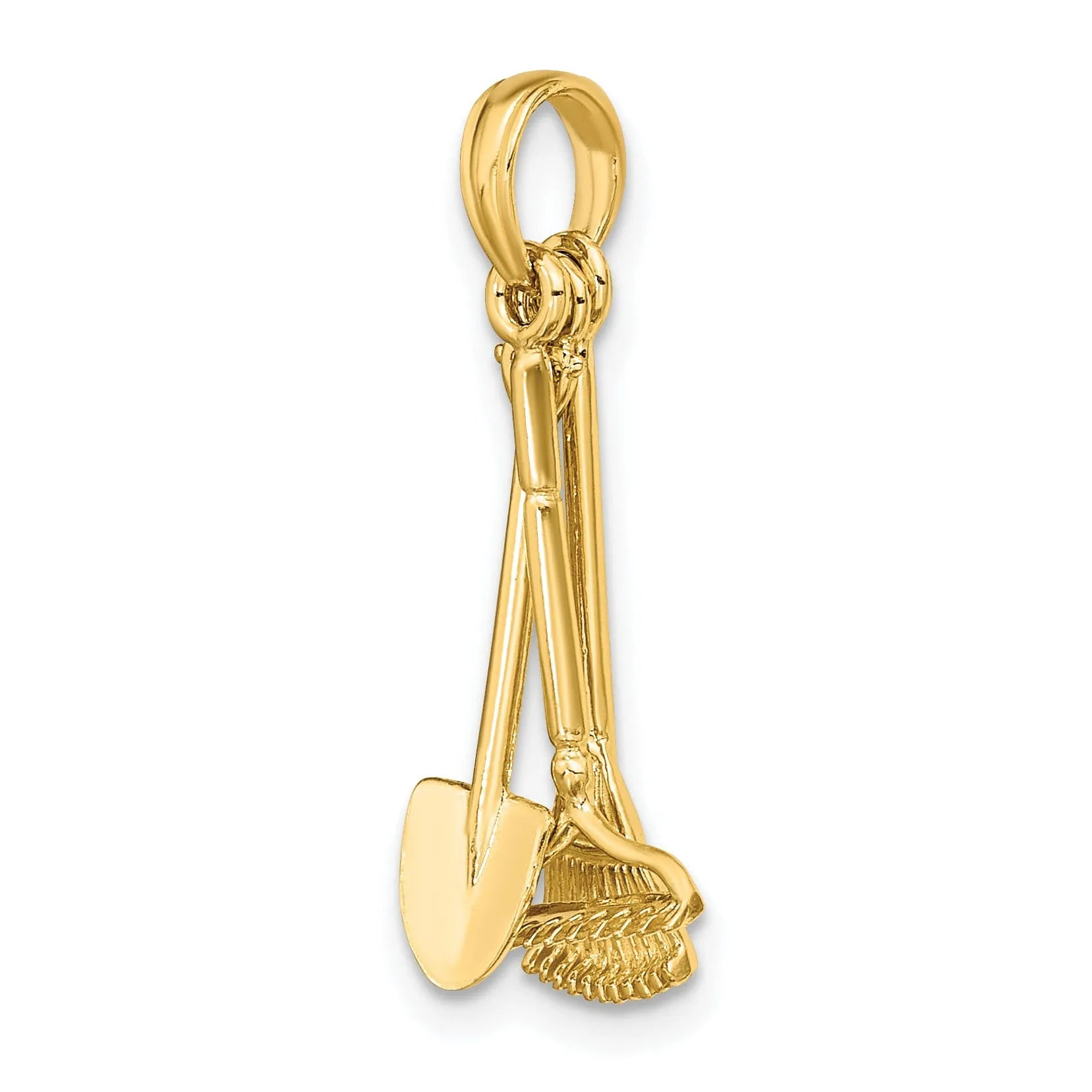 14K Yellow Gold Moveable Garden Tools Shovel Pendant