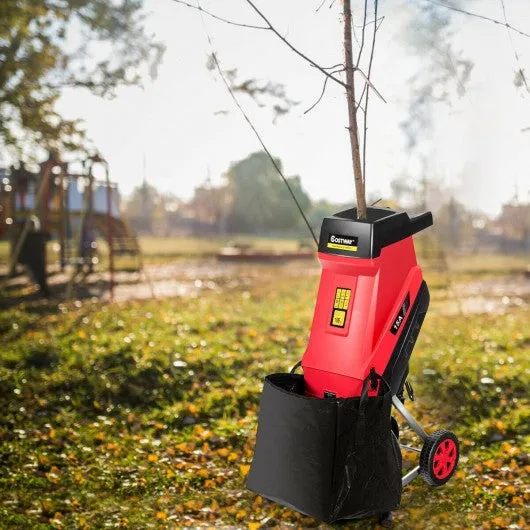 15Amp Electric Wood Chipper Garden Shredder with Wheel