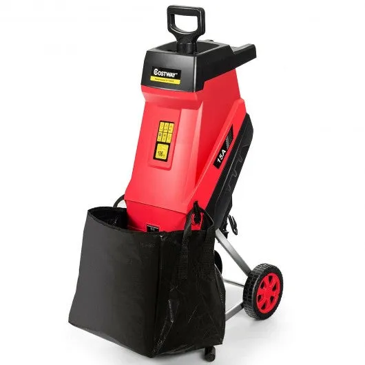 15Amp Electric Wood Chipper Garden Shredder with Wheel