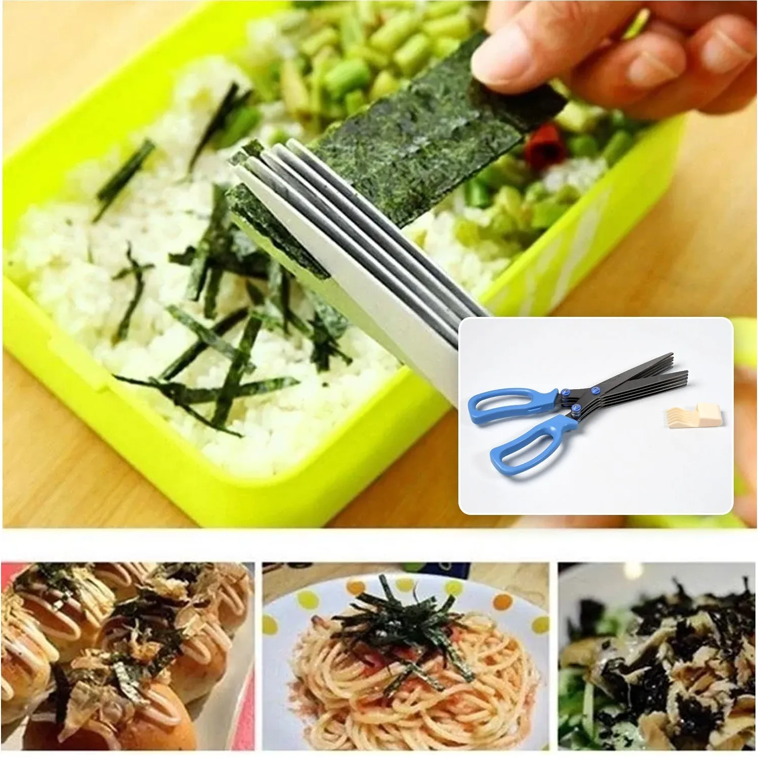 1651 MULTIFUNCTION VEGETABLE STAINLESS STEEL HERBS SCISSOR WITH 5 BLADES