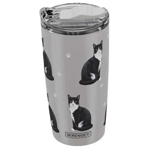 20 Oz Tumbler Black and White Cat SERENGETI