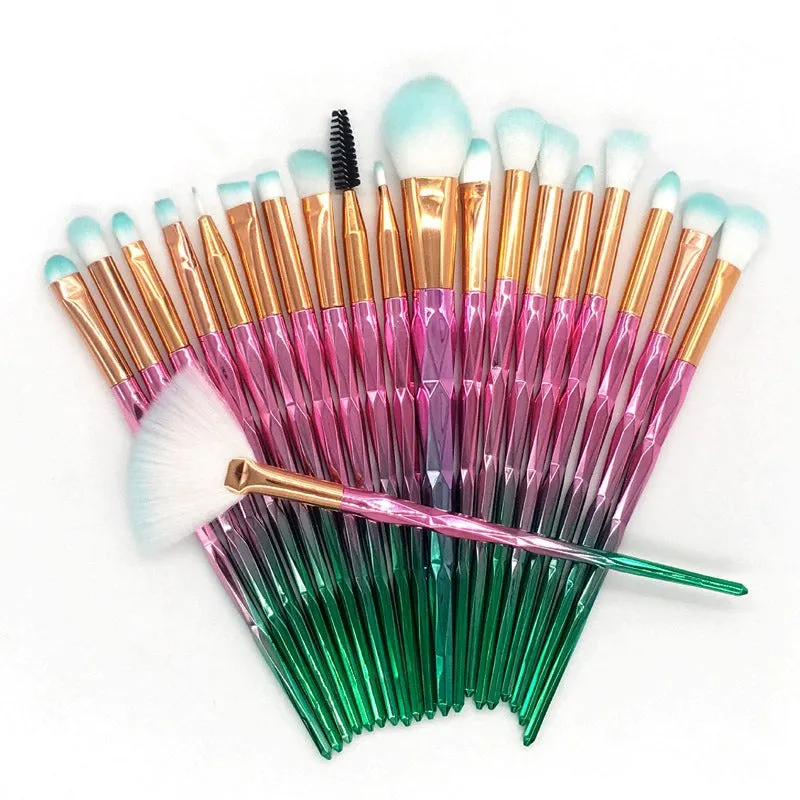 20 sets of diamond transparent handle eye shadow makeup brush multifunctional eye makeup tool