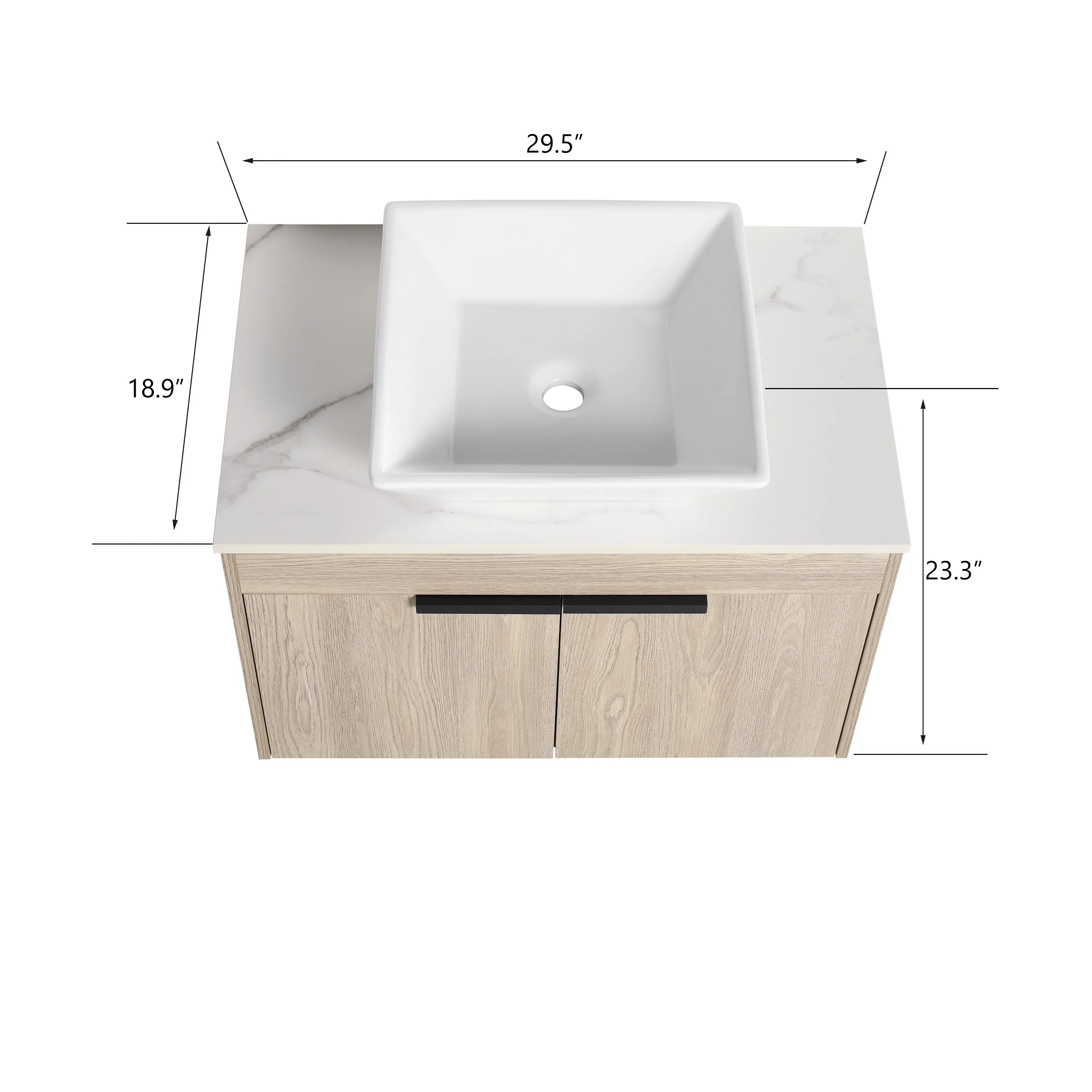 30 " Modern Design Float Bathroom Vanity With Ceramic Basin Set