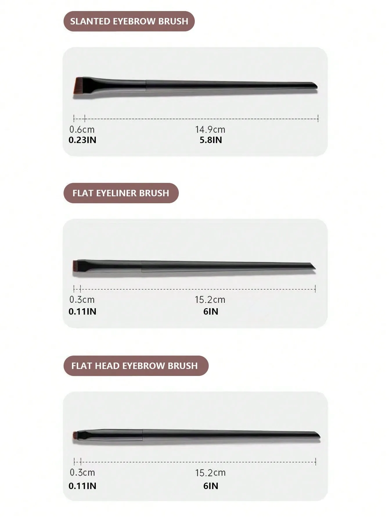 3pcs Ultra-Thin Eyeliner Brush Set: Sharp Liner Brush, Smudge Brush And Detail Brush For Eye Makeup