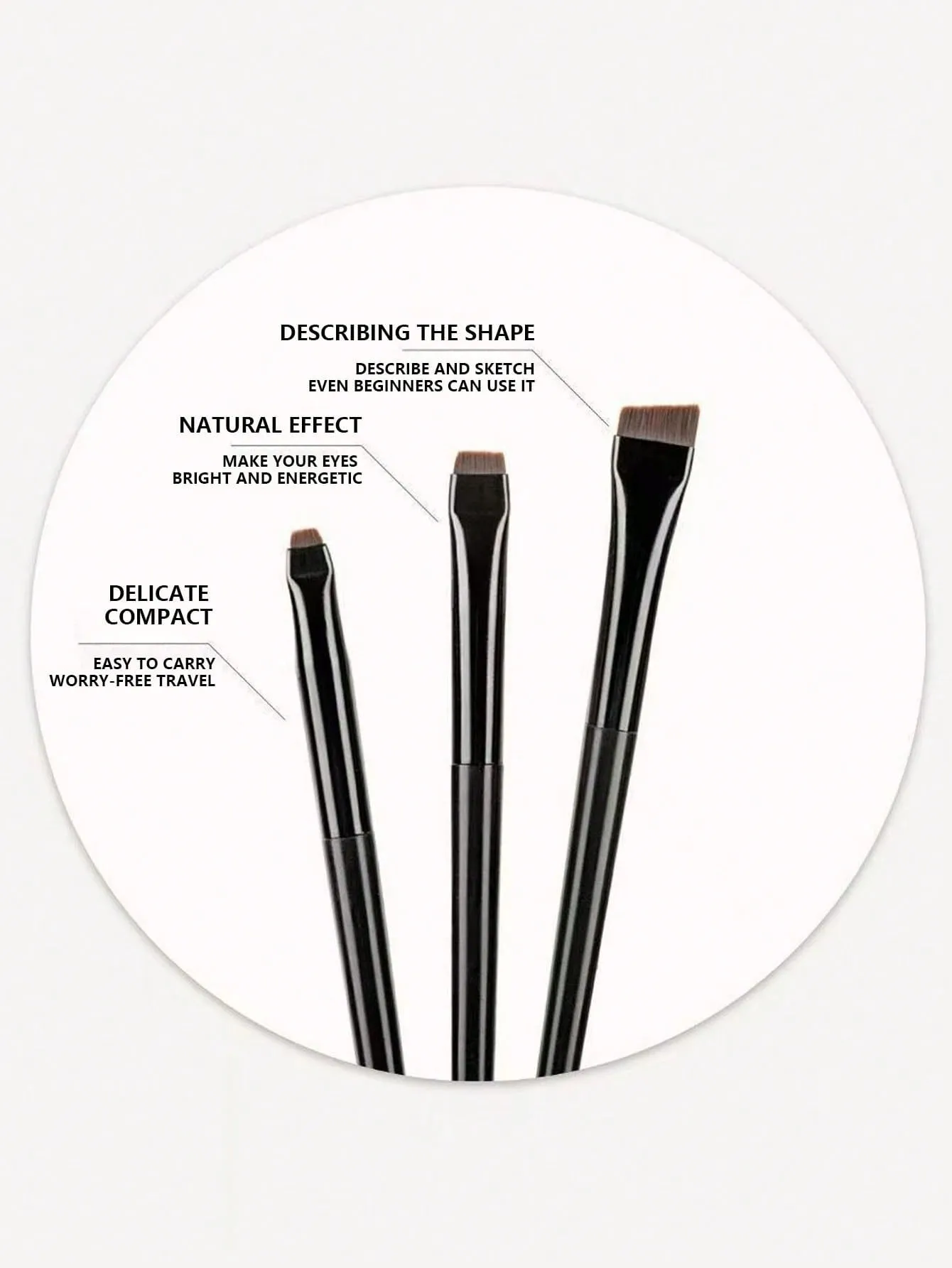 3pcs Ultra-Thin Eyeliner Brush Set: Sharp Liner Brush, Smudge Brush And Detail Brush For Eye Makeup