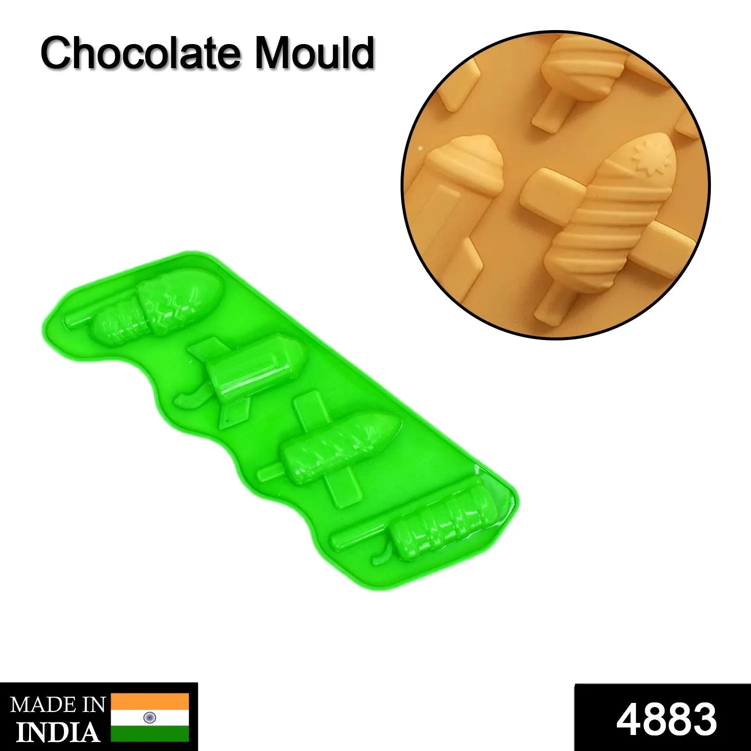 4883 Choc Bar Flexible Silicone Mold Candy Chocolate Cake Jelly Mould ( Rocket Chocolate mould , Crackers Design Mould )