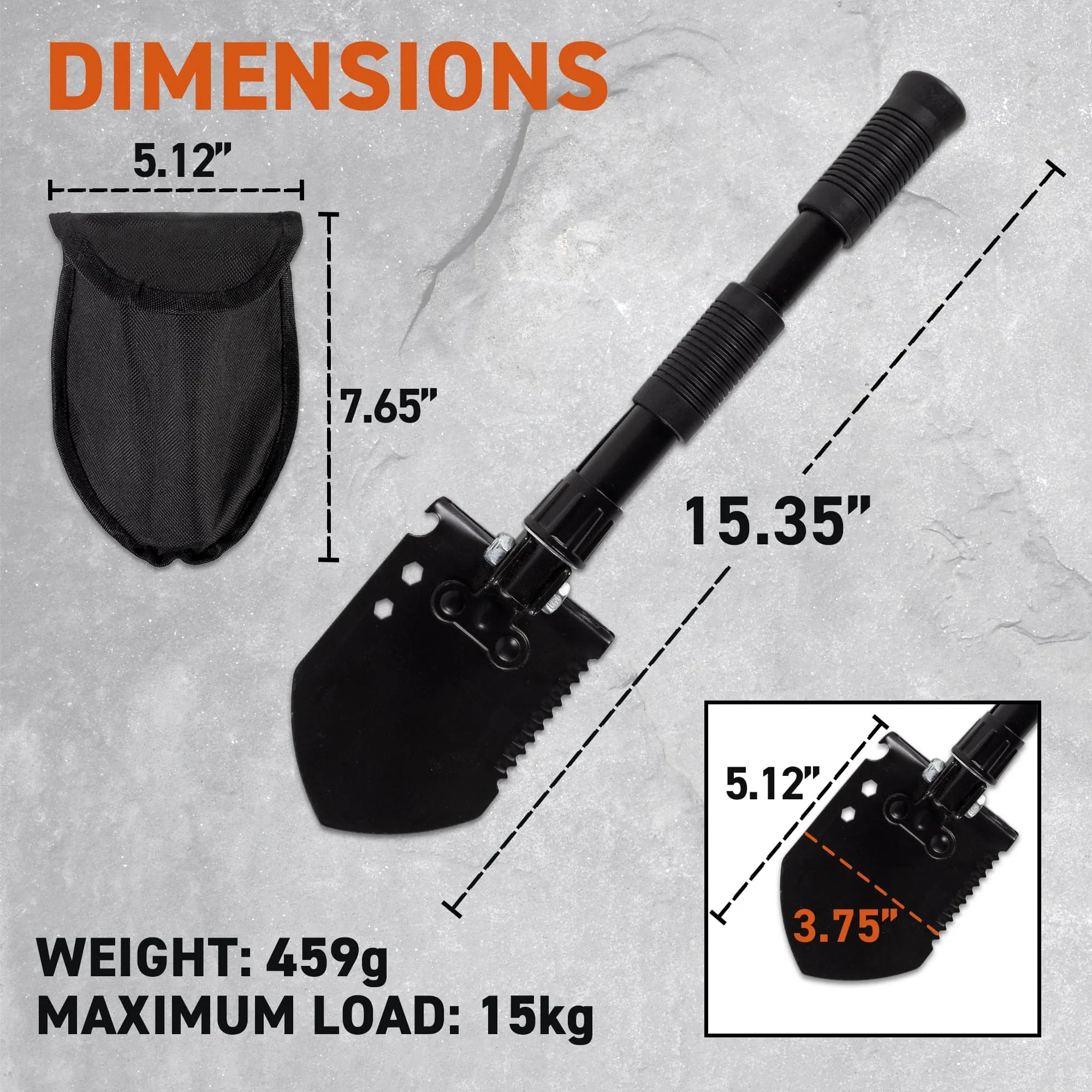 72HRS Folding Compact Shovel - Black