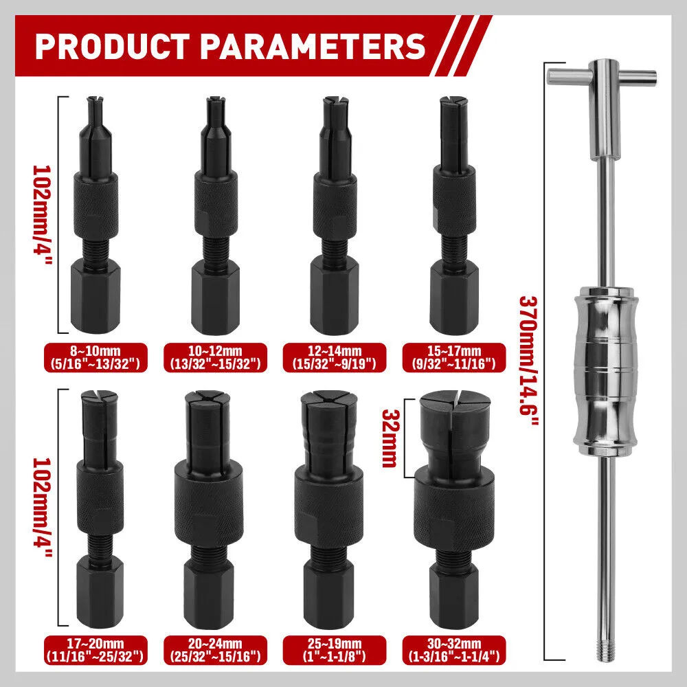 9 Pcs Inner Bearing Puller Set 8-32mm, Slide Hammer Remover