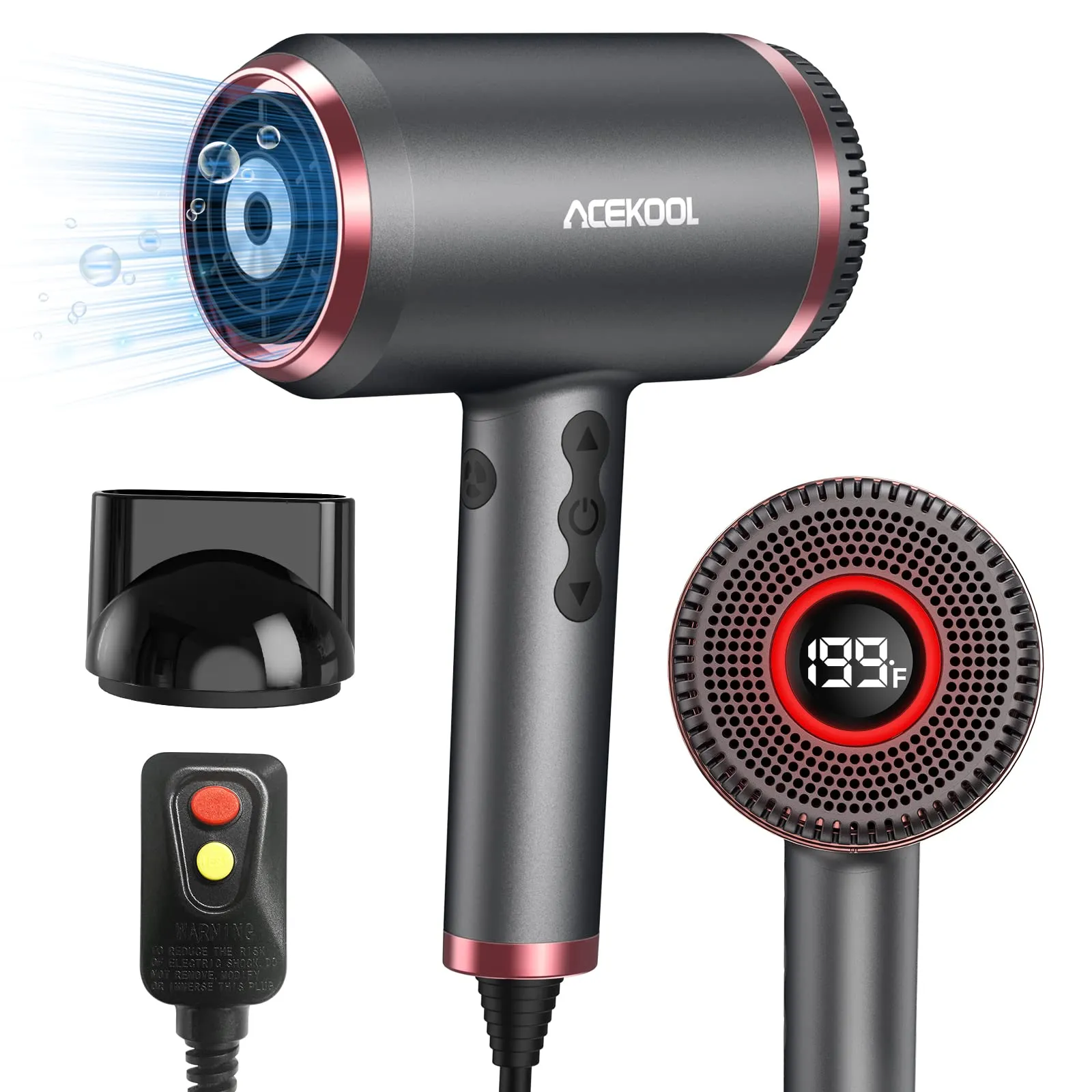 ACEKOOL Ionic Hair Dryer HB1 Blow Dryer with LED Display US Plug