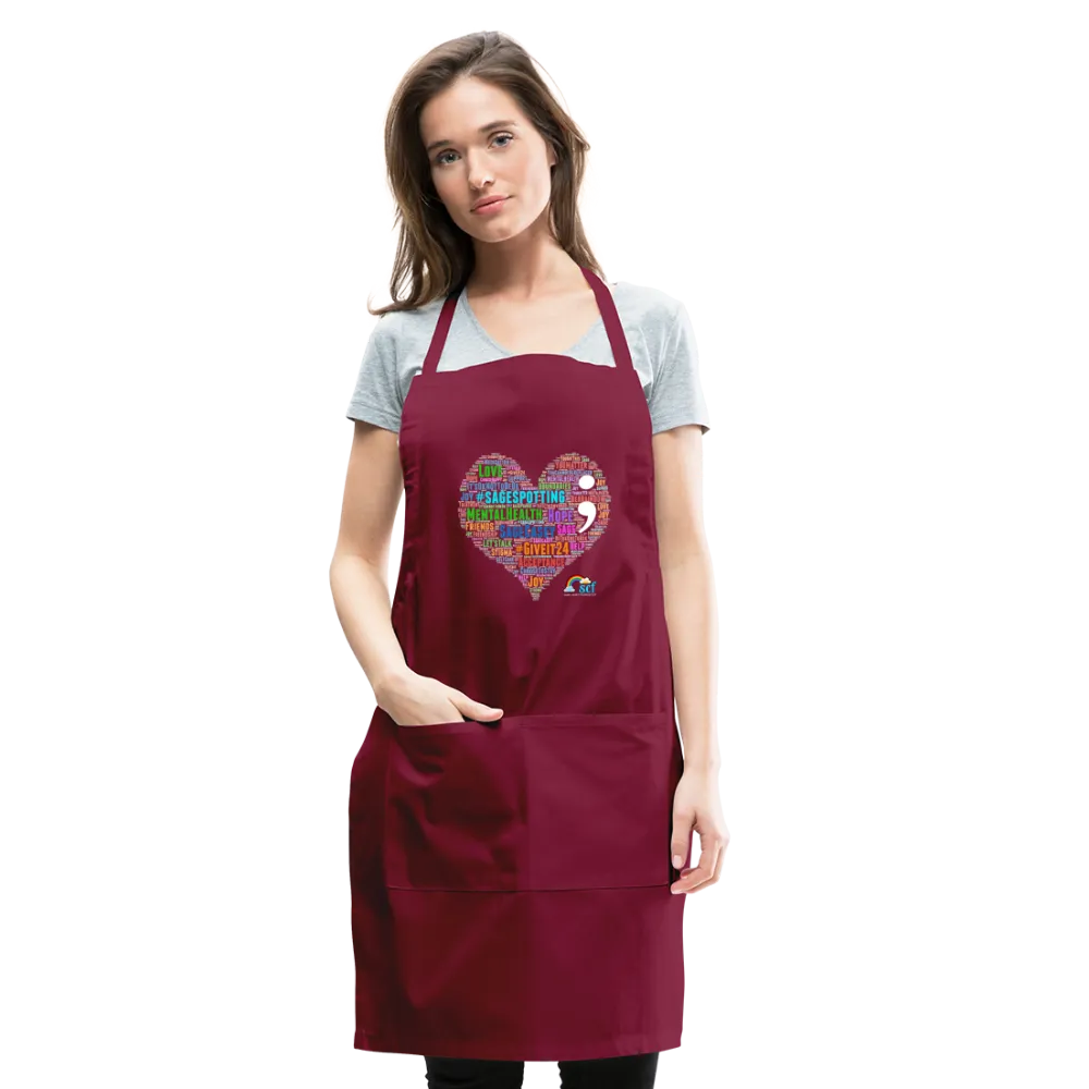 Adjustable Apron - WordCloud Semicolon Heart