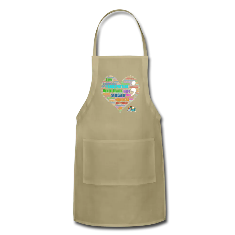 Adjustable Apron - WordCloud Semicolon Heart