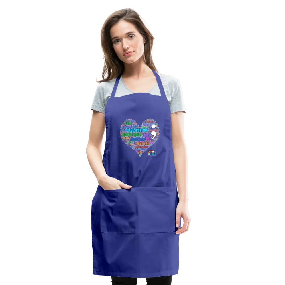 Adjustable Apron - WordCloud Semicolon Heart