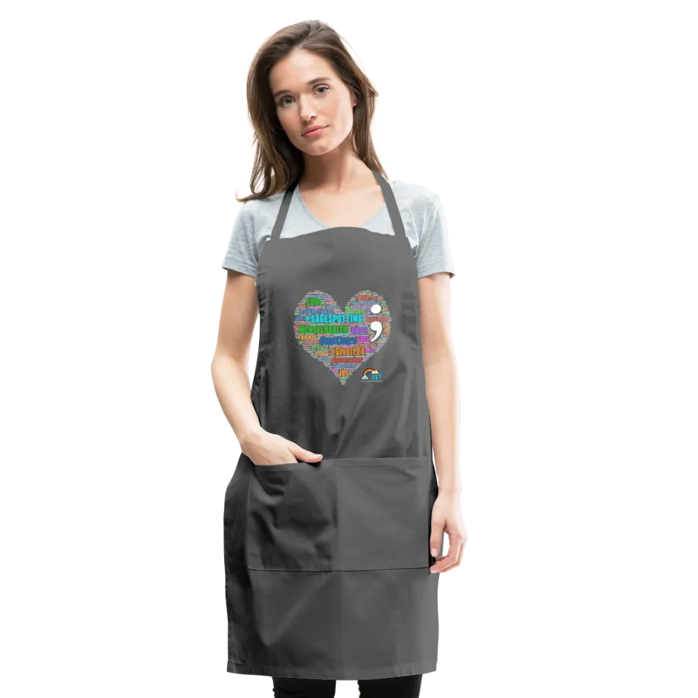 Adjustable Apron - WordCloud Semicolon Heart