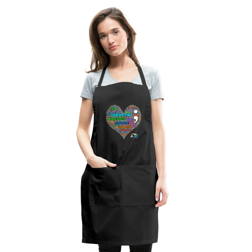 Adjustable Apron - WordCloud Semicolon Heart