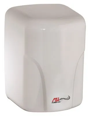 American Specialties Surface Mounted High Speed Hand Dryer, White, 11.29x8.06x7.07", 120 Volts, 14.6 Amps, 48-68 Cfm