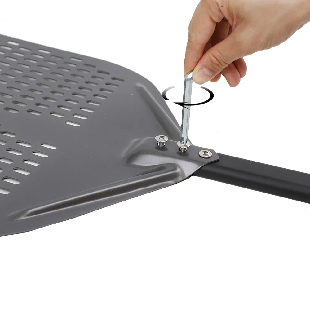 Anygleam Pizza Shovel 25cm X 81cm Dark Grey for Perforated Peel with Metal Handle Oven Turning Baking Accessory