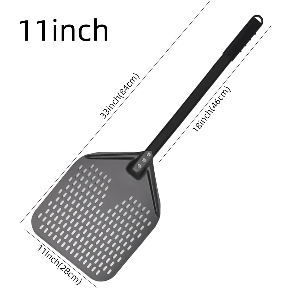 Anygleam Pizza Shovel 28cm X 84cm Dark Grey for Perforated Peel with Metal Handle Oven Turning Baking Accessory