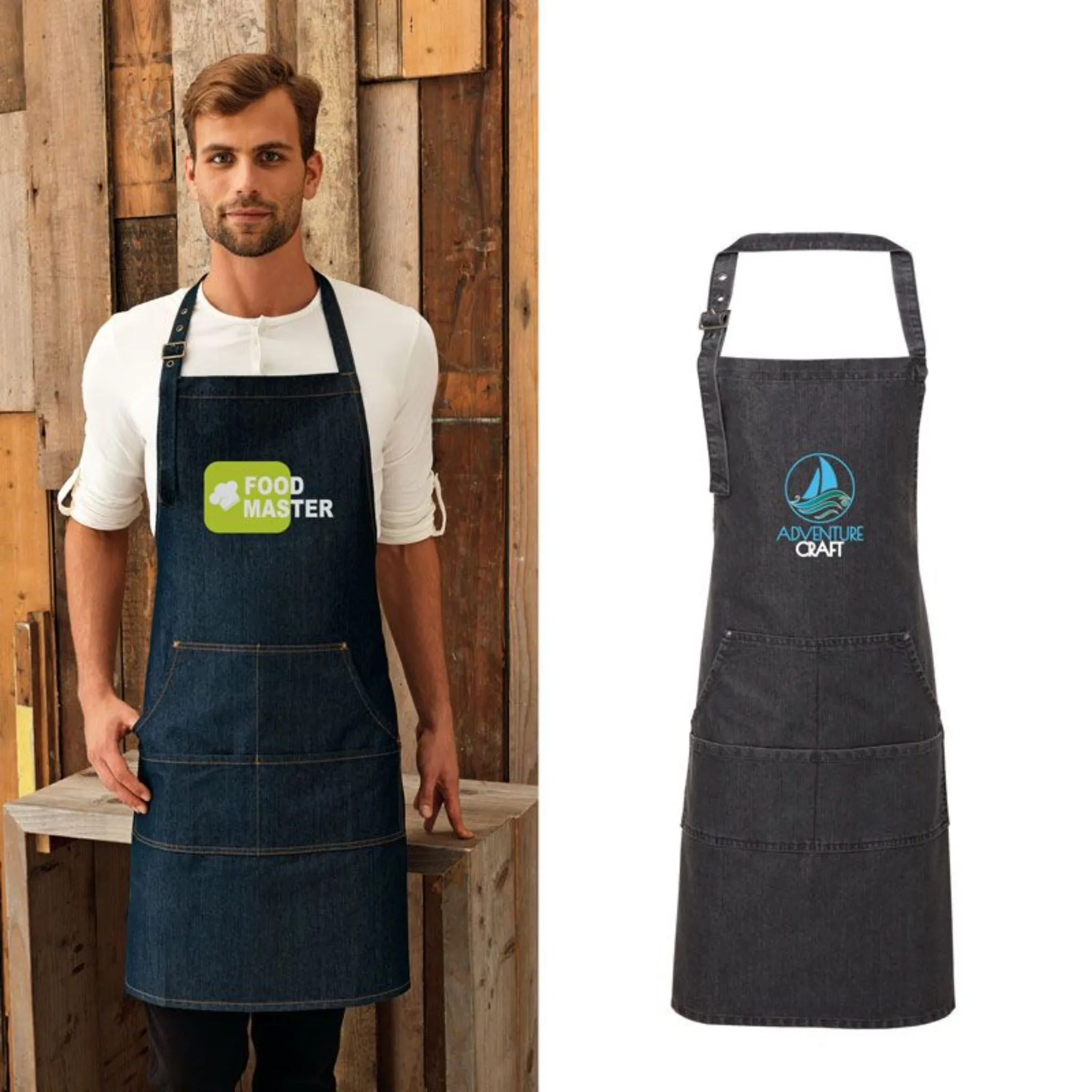 Artisan Collection by Reprime Unisex Jeans Stitch Denim Bib Apron  - #403914