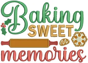 Baking Sweet Memories Christmas Applique Machine Embroidery Design Digitized Pattern