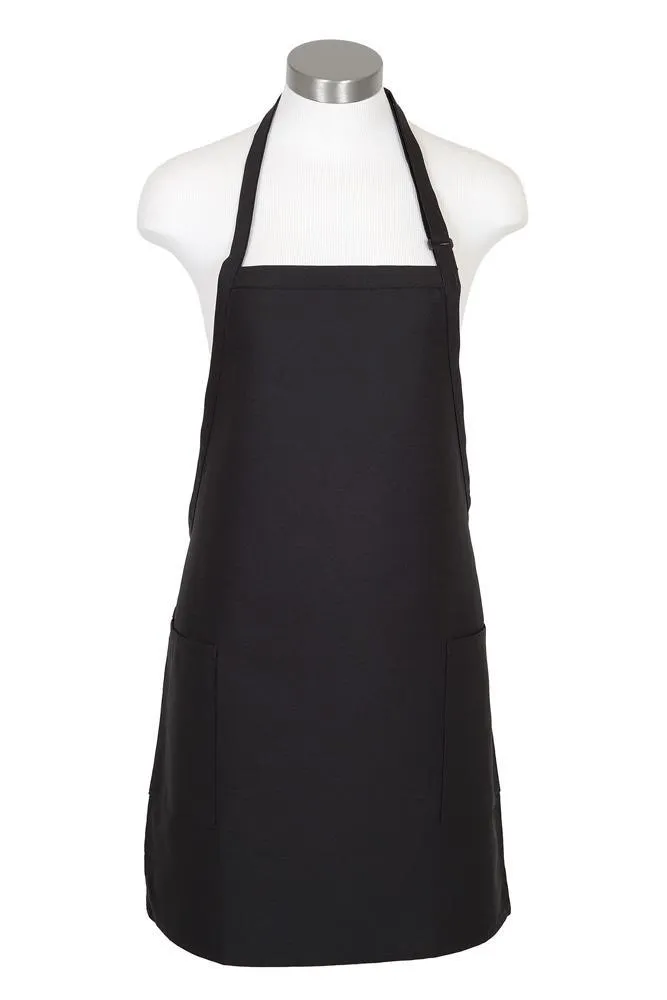 Black Bib Adjustable Apron (2-Patch Pockets)