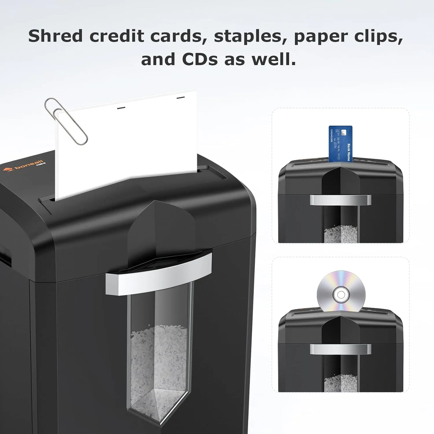 Bonsaii 12-Sheet Micro Cut Paper Shredder for Home Office, P-4 Security Level, Jam-Proof, 4.2 Gal Pullout Bin