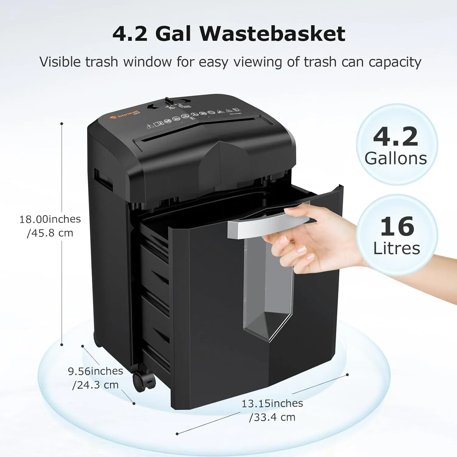 Bonsaii 12-Sheet Micro Cut Paper Shredder for Home Office, P-4 Security Level, Jam-Proof, 4.2 Gal Pullout Bin