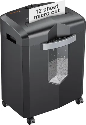 Bonsaii 12-Sheet Micro Cut Paper Shredder for Home Office, P-4 Security Level, Jam-Proof, 4.2 Gal Pullout Bin