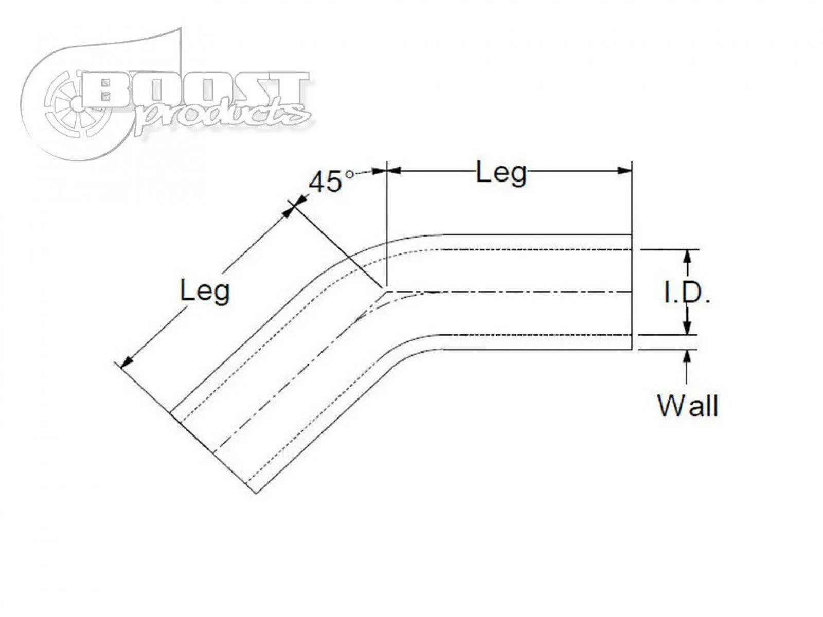 BOOST Products Silicone Elbow 45 Degrees, 22mm (7/8") ID, Black