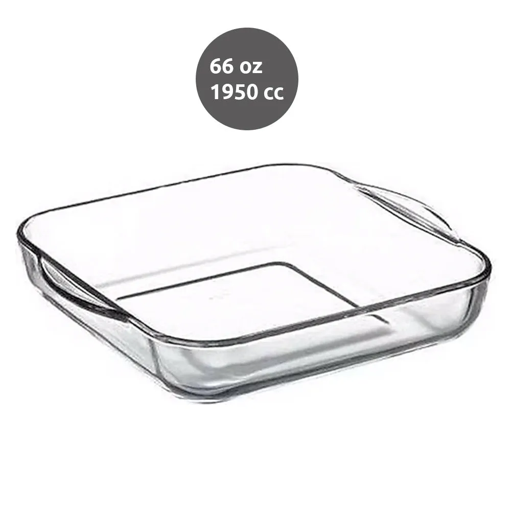 Borcam Square Oven Tray, Glass Baking Dish, 66 Oz (1950 cc)