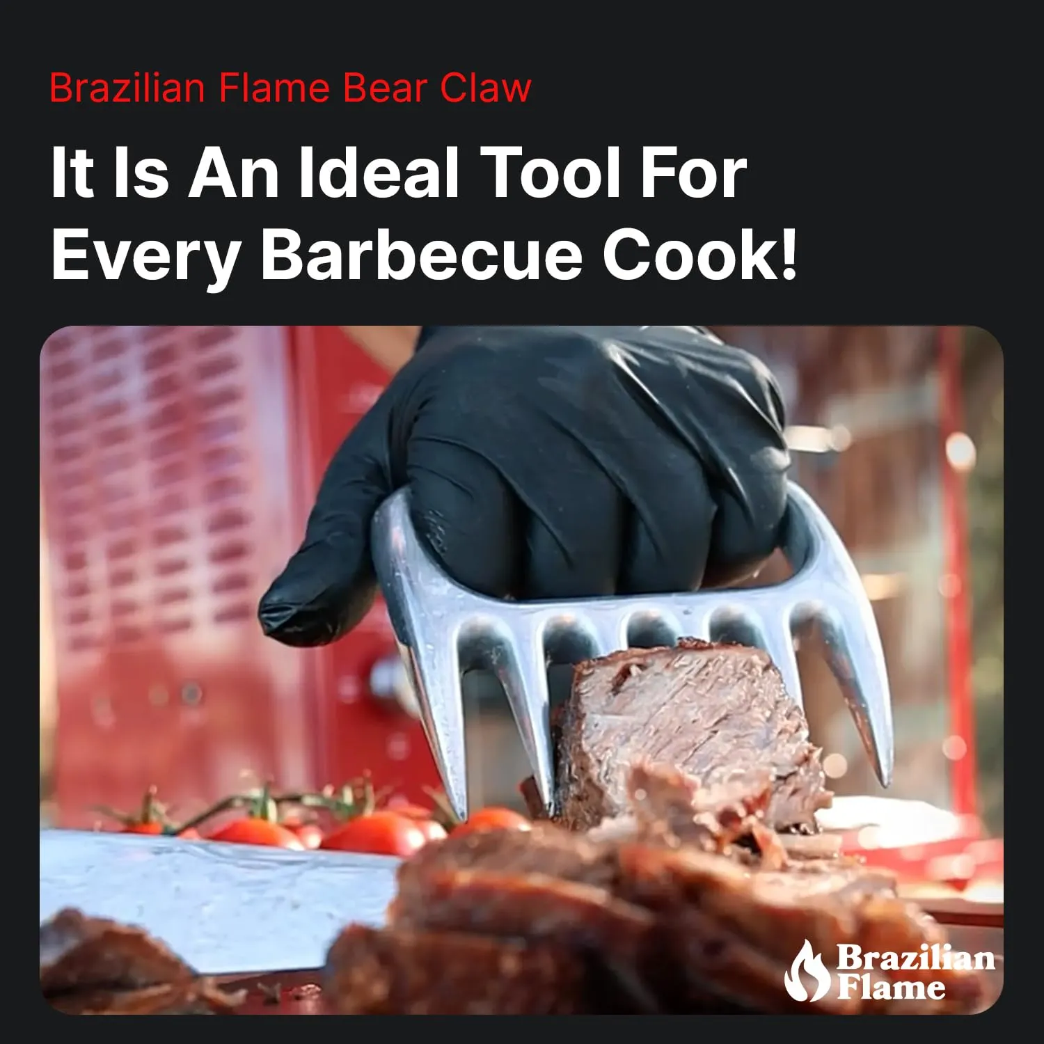 Brazilian Flame Meat Shredder Claw - Bear, 6 Long Teeth Fork