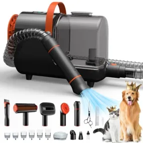 Bunfly Dog Hair Vacuum & Pet Grooming Kit - 13,000KPa Powerful Suction, 99% Pet Hair Removal, 3.5L Capacity, 16 Grooming Tools for Dogs, Cats & More, Home Cleaning- Black&Orange