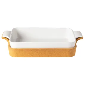 Casafina Ensemble 16" Rectangular White Baker with Cork Tray