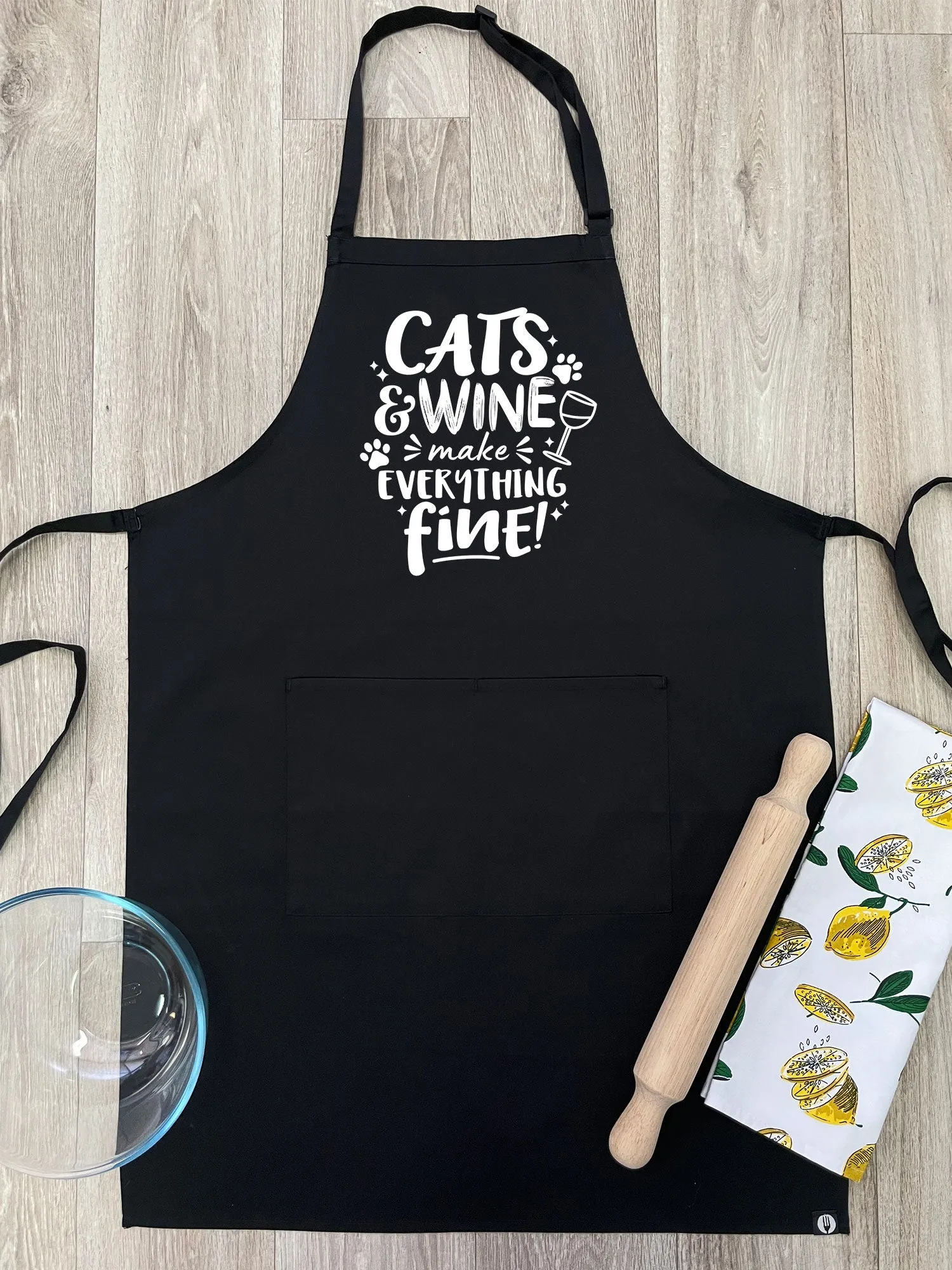 Cats & Wine Make Everything Fine Bib Apron