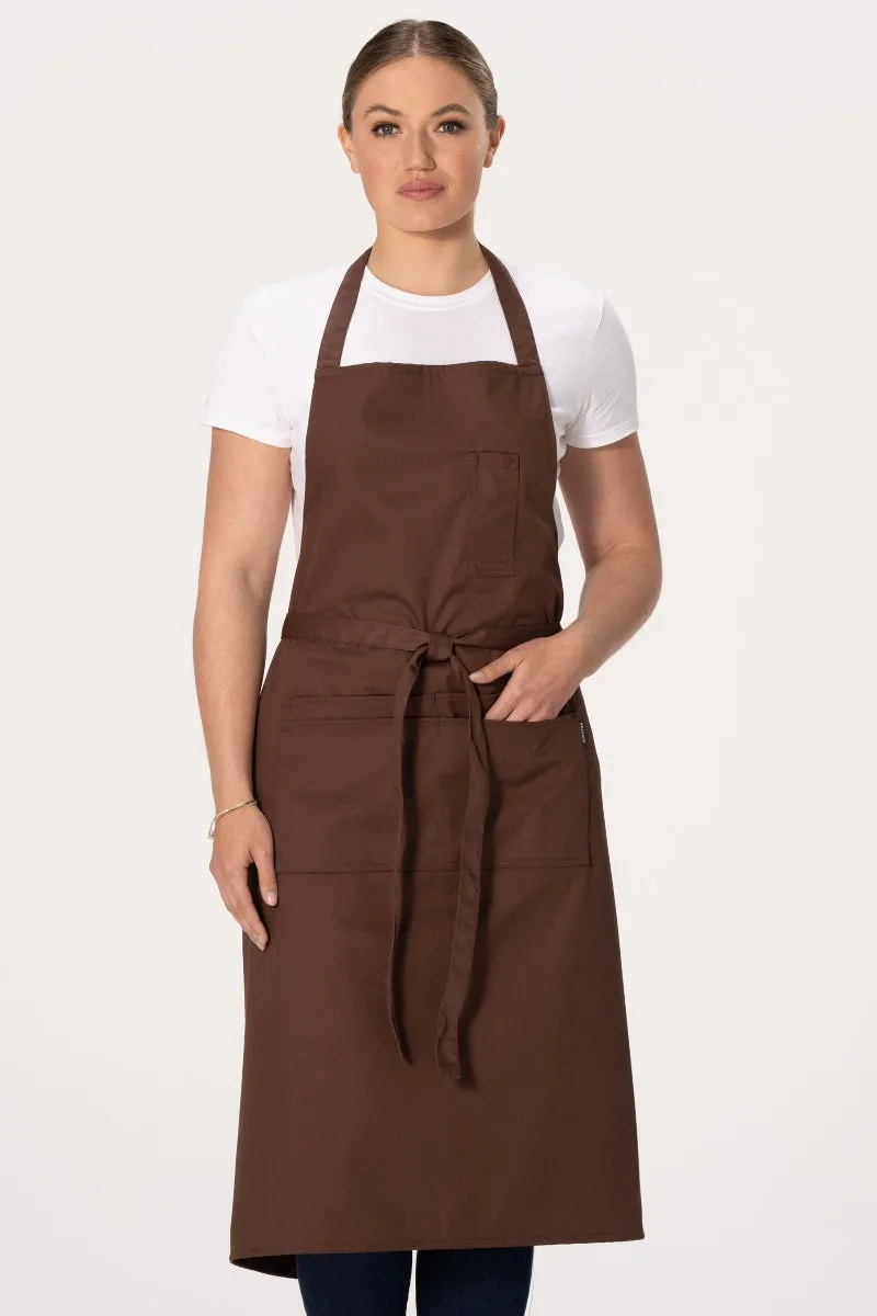 Ceylany Brown Bib Apron (5 Pockets)