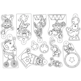 Circus Shrink Plastic Film with Animal Drawing | Ready to Use Shrinkable Plastic Sheet | Kawaii Pendant Making (1 Sheet / Translucent / 20cm x 29cm)