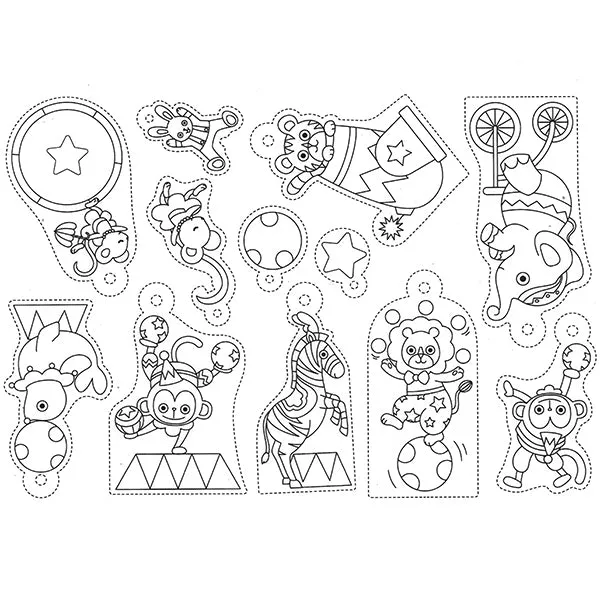 Circus Shrink Plastic Film with Animal Drawing | Ready to Use Shrinkable Plastic Sheet | Kawaii Pendant Making (1 Sheet / Translucent / 20cm x 29cm)