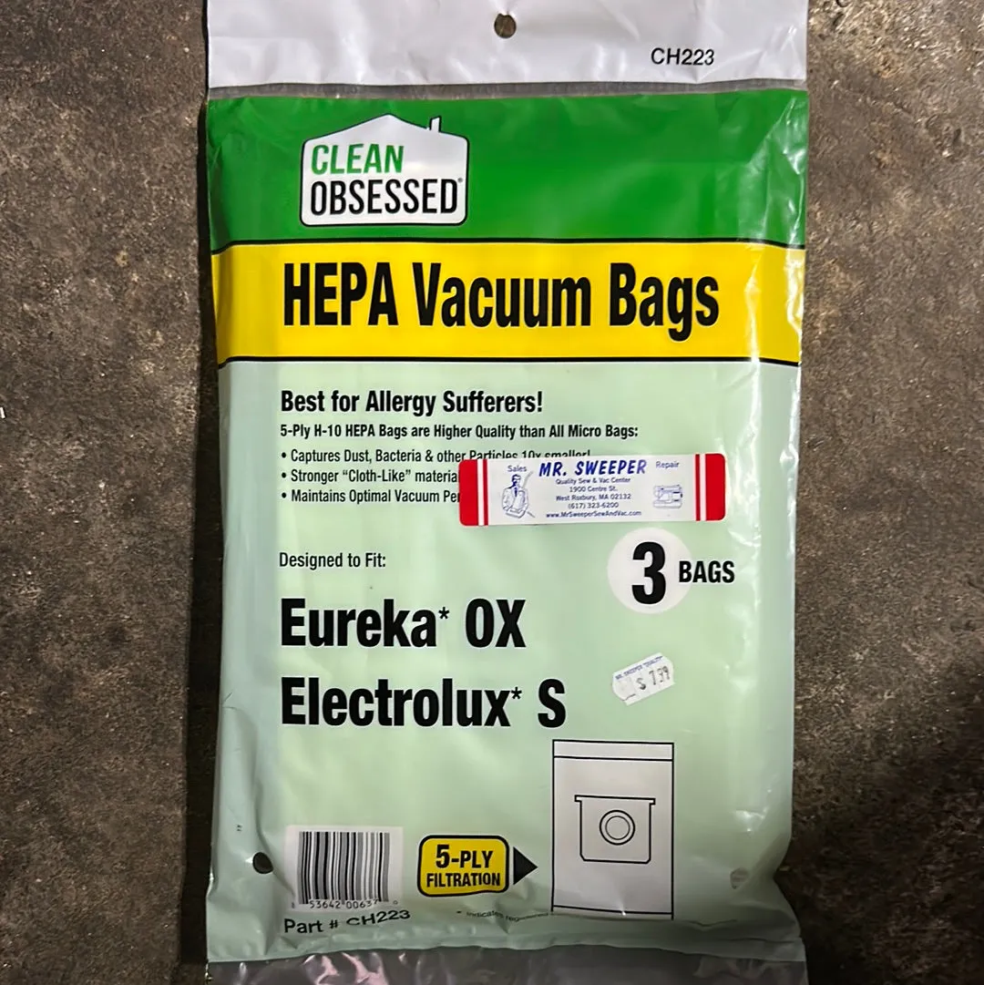 Clean Obsessed HEPA Vacuum Bags Eureka* OX Electrolux* S (CH223)