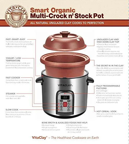 CLEARANCE - VitaClay Organic Clay Stock Pot and Multi-Crocks - 6 QUART - VM7800-5C