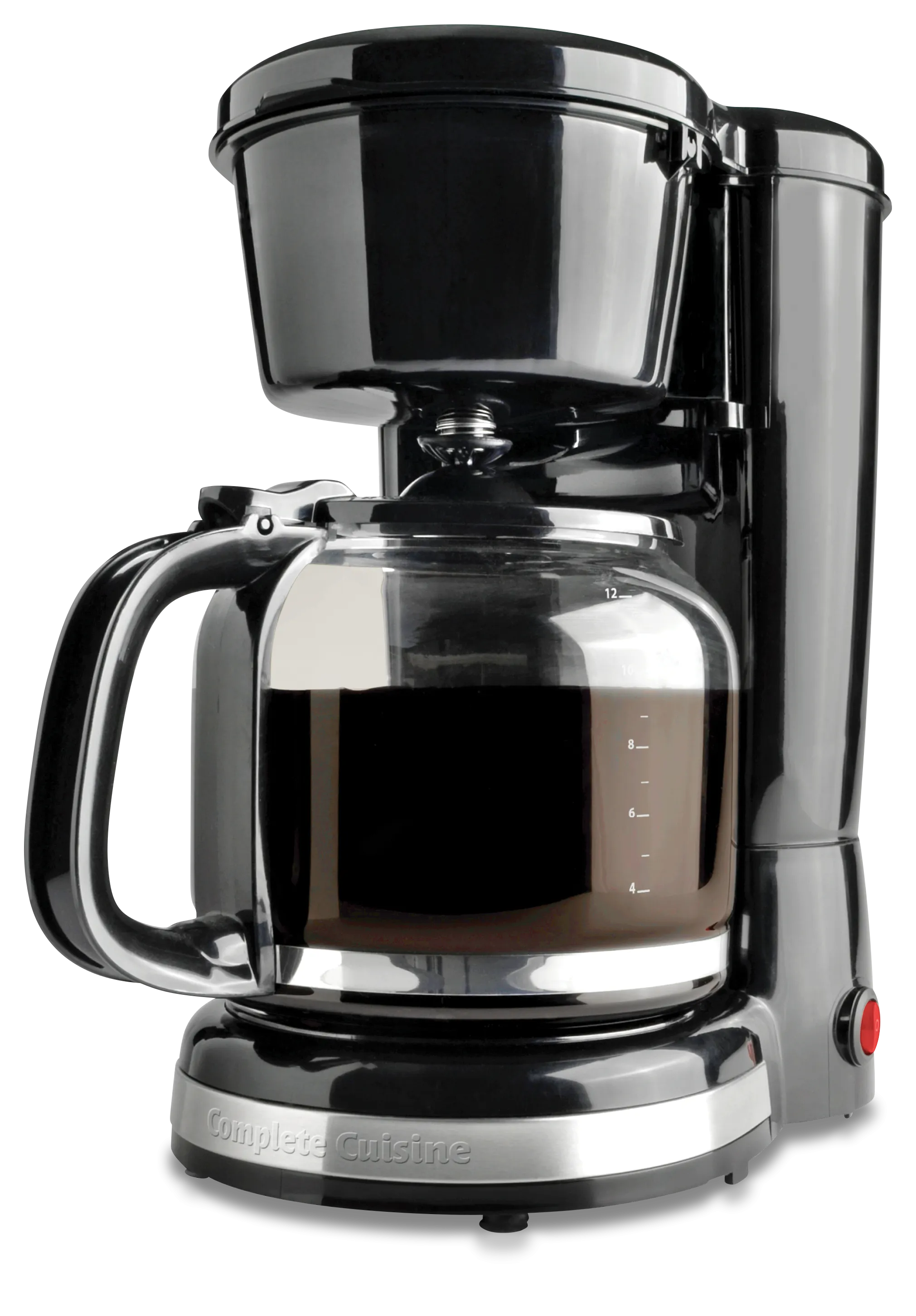 Complete Cuisine-12 Cup Coffee Maker With Reusable Filter, Black & Stainless Steel- ECO - Friendly Coffee Filter