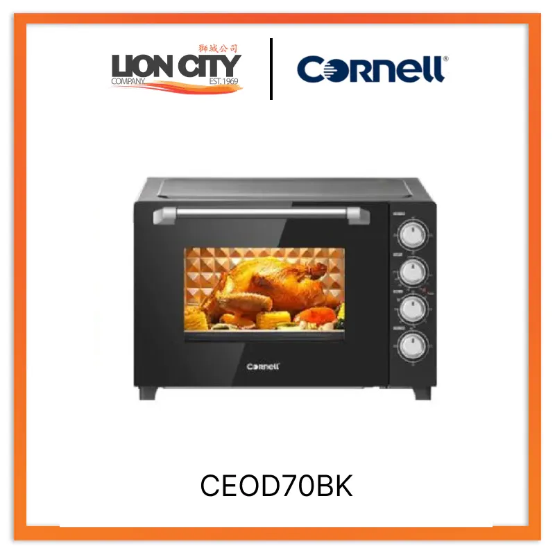 Cornell CEOD70BK 70L Double Glass Electric Oven with Rotisserie & Convection Function