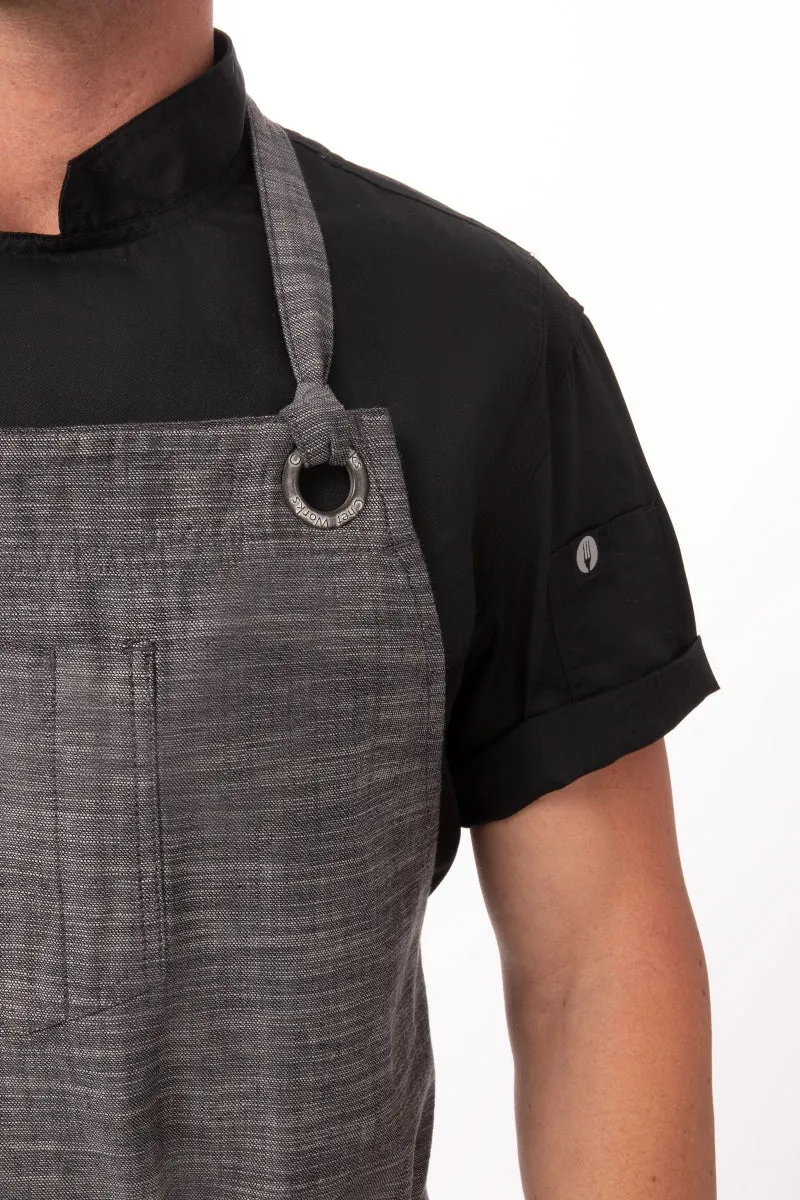 Corvallis Black & Steel Grey Chefs Bib Apron