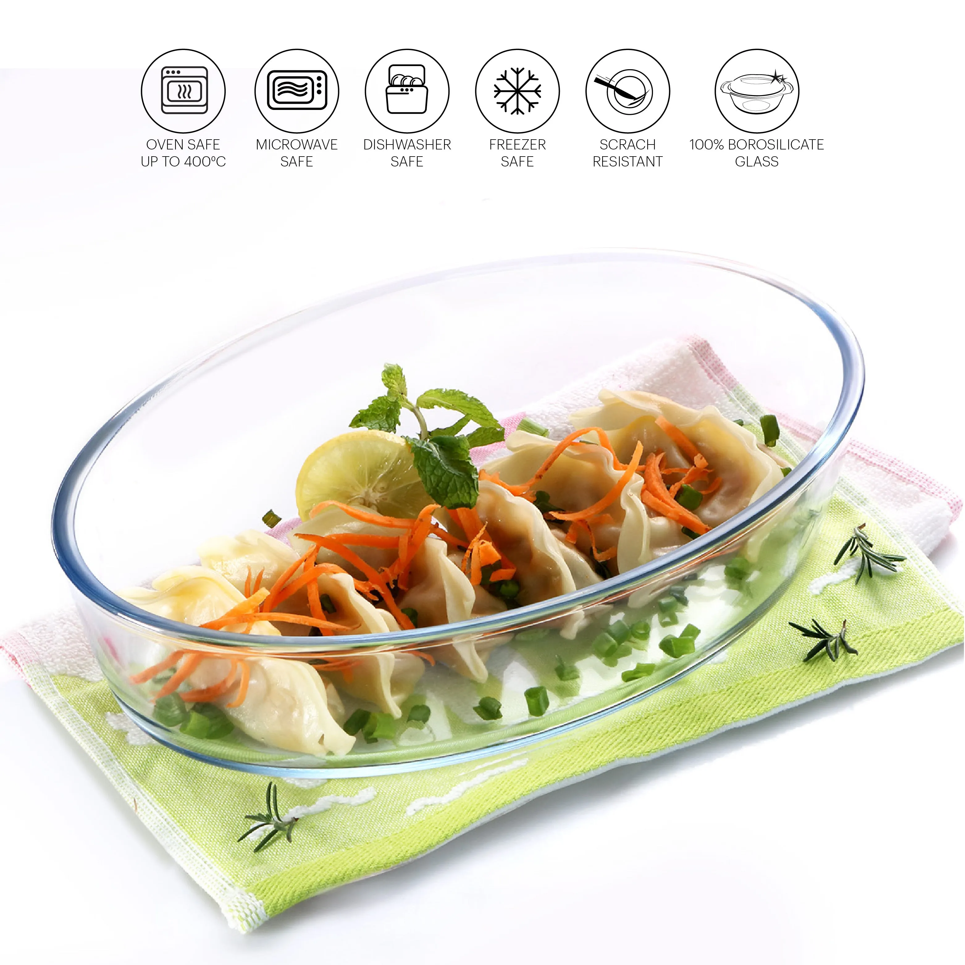 Cosmo Oval Glass Baking Dish, 1600ml