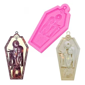 Couple Skeleton Man Keychain Mould-Halloween nightmare christmas for Resin foodsafe Mold-Polymer Clay Necklace Silica gel mould