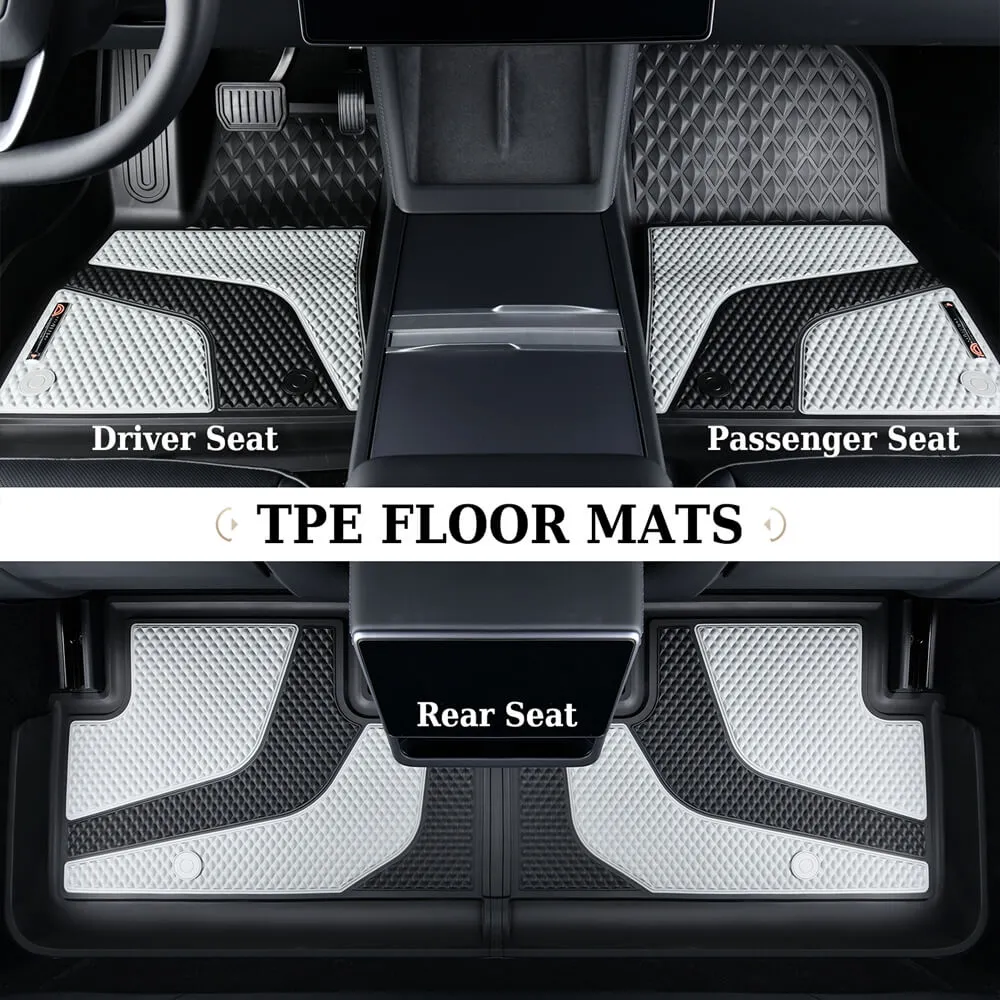 Coverado Custom 2024 Model 3 Car Floor Mats Auto Tesla Interior Liners Full Set Fit Front Rear Trunk Cargo Liners