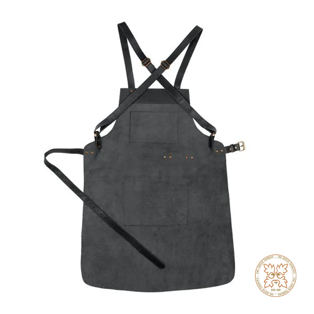 Cross Back Black Leather Apron - Fashionably Functional