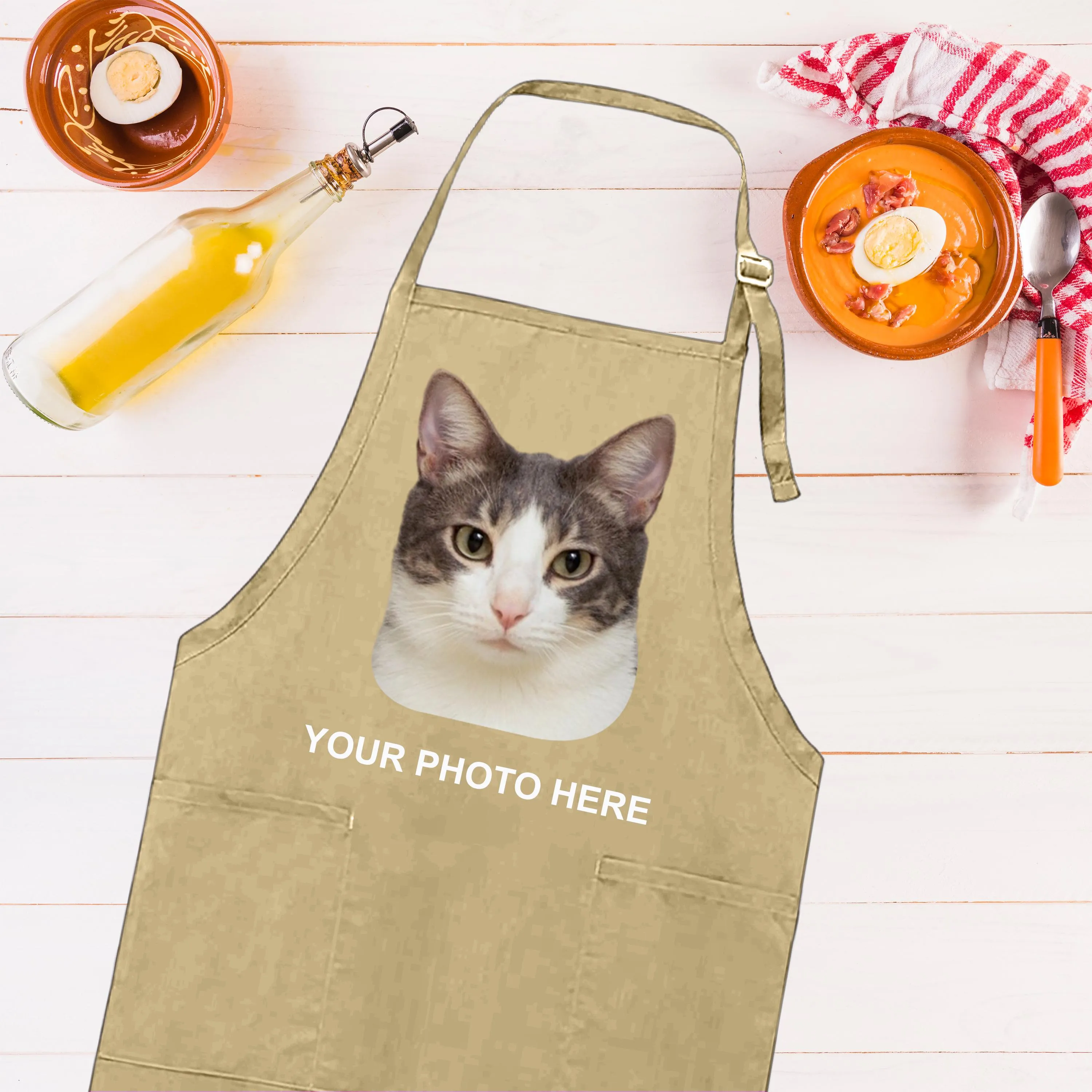 Custom Face Apron, Adjustable Neck Photo Apron, Full-Length Cooking Apron with Pockets, Custom Name Apron, Chef Face Personalized Gift Apron